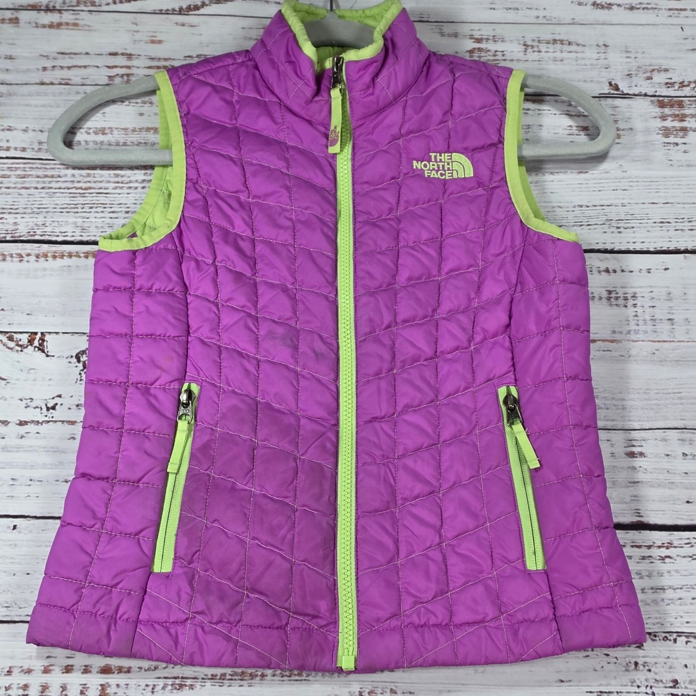 The North Face Thermoball Vest Girl S 7/8 Purple Good Quilted Puffer Lightweight